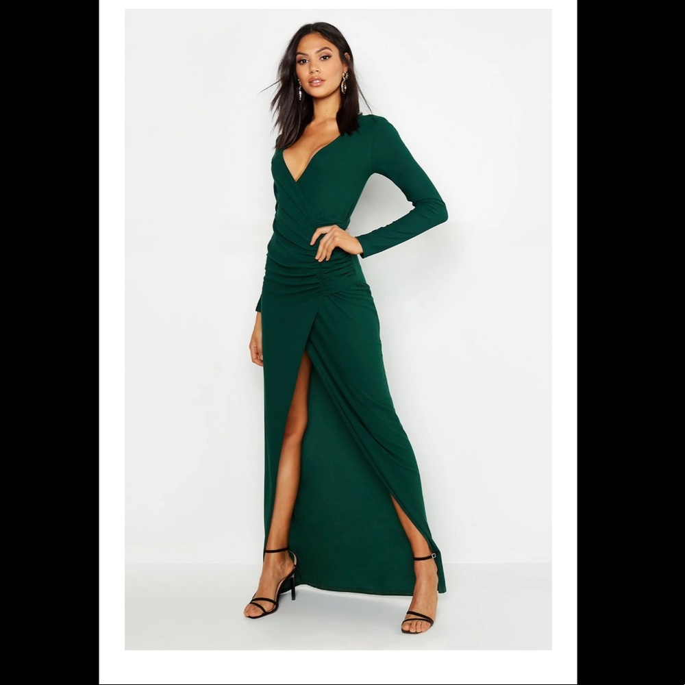 Tall Plunge Maxi Dress with Ruched Detail